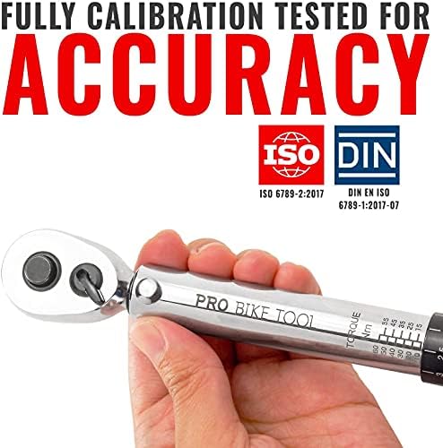 PRO BIKE TOOL 3/8 Inch Drive Click Torque Wrench Set  10 to 60 Nm – Bicycle Maintenance Kit for Road & Mountain Bikes – Motorcycle Multitool – 1/2″ & 1/4″ Adapters  Extension Bar and Storage Box