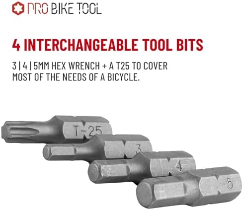 PRO BIKE TOOL Adjustable Torque Wrench Set - 4 5 6 NM - Shop Quality Bicycle Multitool for Home Use - Includes 3 4 5mm Allen & T25 Tool Bits - Maintenance Kit for Road Bike and Mountain Bike