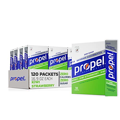 Propel Powder Packets  Kiwi Strawberry With Electrolytes  Vitamins and No Sugar  Pack of 12  10 Packets each  Total 120 packets (Packaging May Vary)