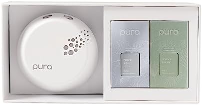 Pura - Smart Home Fragrance Device Starter Set V3 - Scent Diffuser for Homes  Bedrooms & Living Rooms - Includes Fragrance Aroma Diffuser & Two Fragrances - Linens & Surf and Pacific Aqua