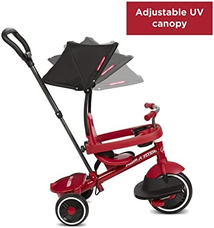 Radio Flyer Pedal & Push 4-in-1 Stroll ' N Trike®  Red Tricycle  for Toddlers Ages 1-5 (Amazon Exclusive)  Toddler Bike Large