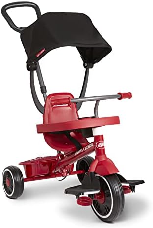 Radio Flyer Pedal & Push 4-in-1 Stroll ' N Trike®  Red Tricycle  for Toddlers Ages 1-5 (Amazon Exclusive)  Toddler Bike Large