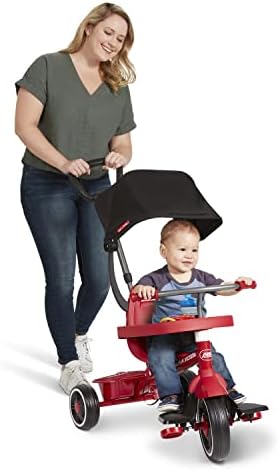 Radio Flyer Pedal & Push 4-in-1 Stroll ' N Trike®  Red Tricycle  for Toddlers Ages 1-5 (Amazon Exclusive)  Toddler Bike Large
