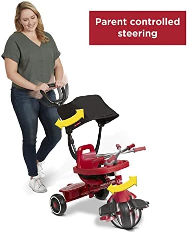 Radio Flyer Pedal & Push 4-in-1 Stroll ' N Trike®  Red Tricycle  for Toddlers Ages 1-5 (Amazon Exclusive)  Toddler Bike Large