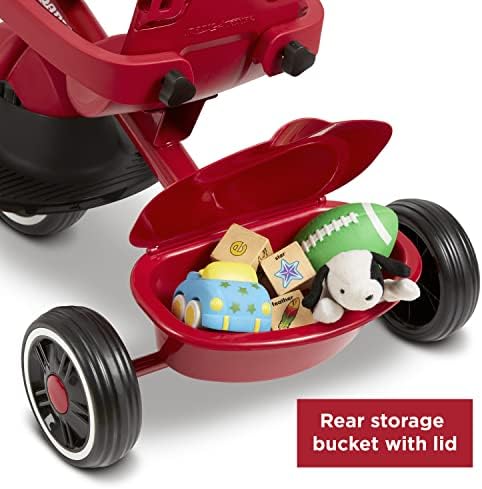 Radio Flyer Pedal & Push 4-in-1 Stroll ' N Trike®  Red Tricycle  for Toddlers Ages 1-5 (Amazon Exclusive)  Toddler Bike Large