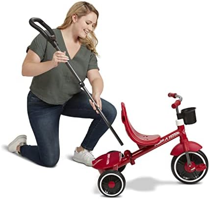 Radio Flyer Pedal & Push 4-in-1 Stroll ' N Trike®  Red Tricycle  for Toddlers Ages 1-5 (Amazon Exclusive)  Toddler Bike Large