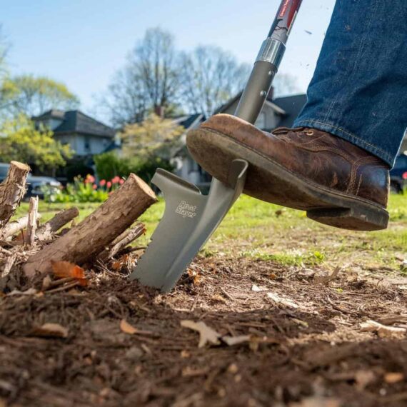 Radius Garden Root Slayer XL Shovel, 57.5 in, Carbon Steel Blade, Fiberglass Handle, Heavy-Duty Gardening Tool
