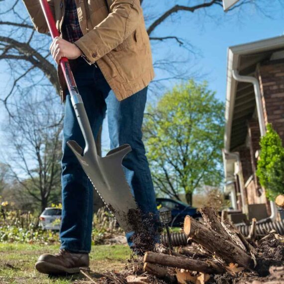 Radius Garden Root Slayer XL Shovel, 57.5 in, Carbon Steel Blade, Fiberglass Handle, Heavy-Duty Gardening Tool