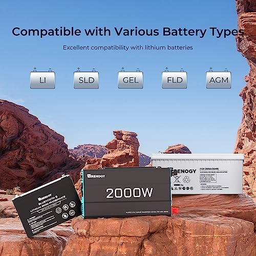 Renogy 2000W Pure Sine Wave Inverter 12V DC to 120V AC Converter for Home, RV