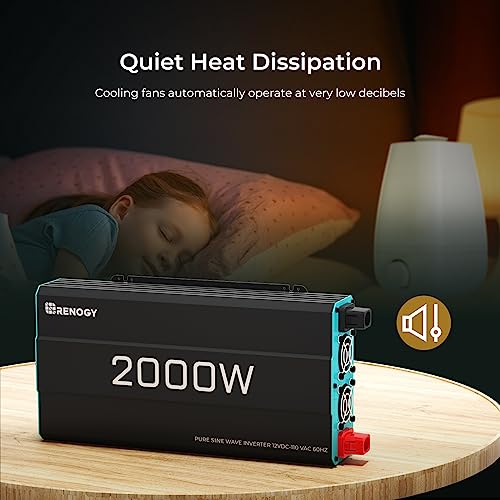 Renogy 2000W Pure Sine Wave Inverter 12V DC to 120V AC Converter for Home, RV