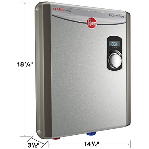 Rheem 18kW 240V Tankless Electric Water Heater, Energy Efficient, Compact, Gray
