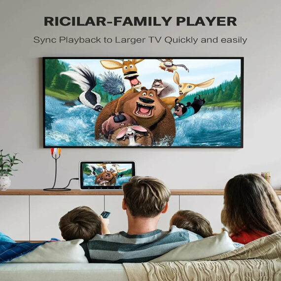 RICILAR 10.5" Dual Screen Portable Car DVD Player, HD, Multi-Format, Includes Headphones & Mounts