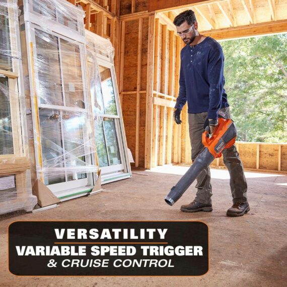 RIDGID 18V Brushless Cordless Leaf Blower, 510 CFM, 130 MPH, with 6.0Ah Battery & Charger