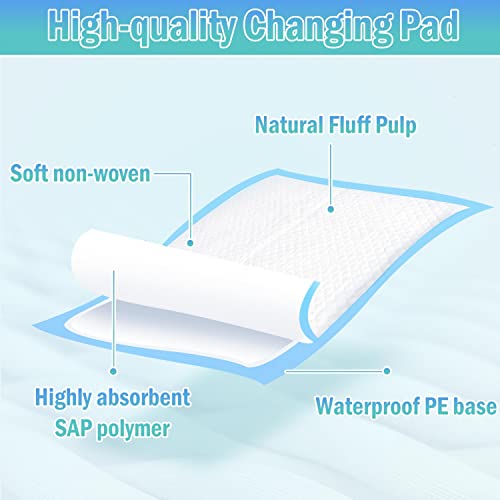 Rocinha 100 PACK Disposable Changing Pads Baby Disposable Underpads Waterproof Diaper Changing Pad Breathable Underpads Bed Table Protector Mat  17 Inches x 13 Inches