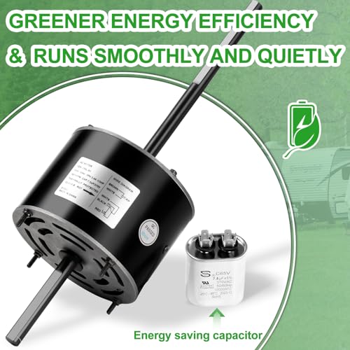 RV Air Conditioner Motor with Capacitor  Direct Replacement for Coleman Mach RV AC Fan Motor  Replaces Fasco D1092  1/3 HP  115 Volts  1675 RPM  5-Year Warranty