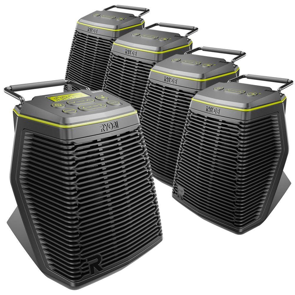 Ryobi 18-Volt ONE+ Hybrid Score 5-Piece Speaker Set with (1) Primary Wireless Speaker and (4) Secondary Wireless Speakers
