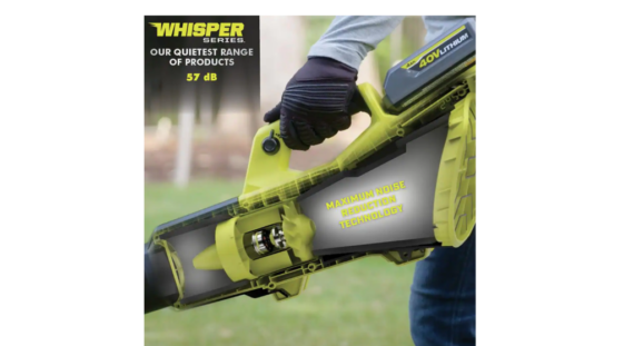 RYOBI 40V HP Brushless Whisper Series Leaf Blower, 730 CFM, 190 MPH, Cordless, Includes 2x 4.0 Ah Batteries & Charger, Quiet 57 dB