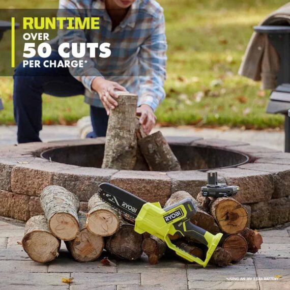 RYOBI ONE+ 18V 6" Cordless Pruning Chainsaw Tool Only - Compact, Tool-less Tensioning, Oil-Free, 3-Year Warranty