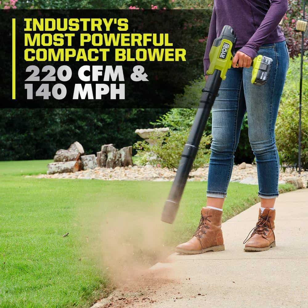 RYOBI ONE+ HP 18V Brushless Cordless Compact Blower, 220 CFM, 140 MPH, Tool-Only