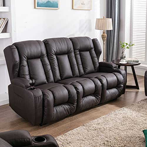SAMERY 76.7'' Loveseat Recliner with Console, 2+3 Seater Sofa Chair Set