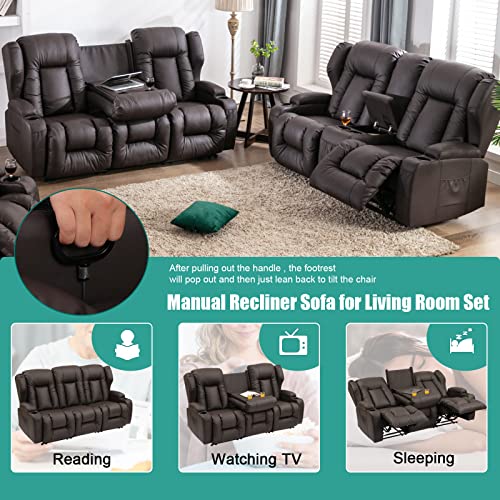SAMERY 76.7'' Loveseat Recliner with Console, 2+3 Seater Sofa Chair Set