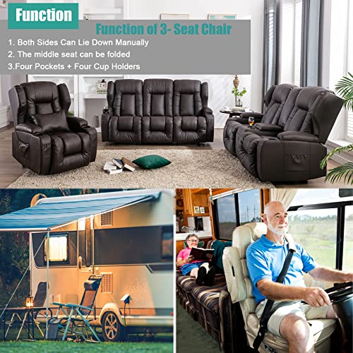 SAMERY 76.7'' Loveseat Recliner with Console, 2+3 Seater Sofa Chair Set