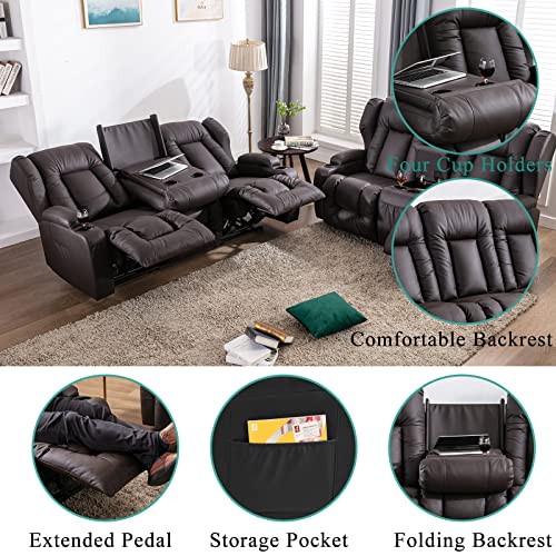 SAMERY 76.7'' Loveseat Recliner with Console, 2+3 Seater Sofa Chair Set