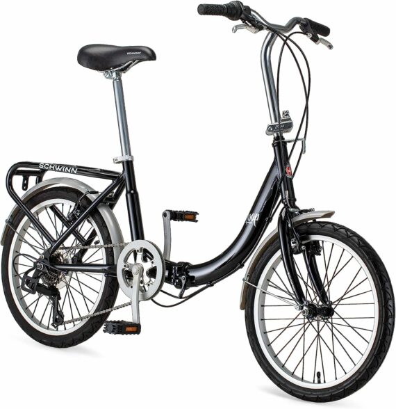 Schwinn Loop Adult Folding Bike for Men and Women, 20-inch Wheels, 7-Speed Drivetrain