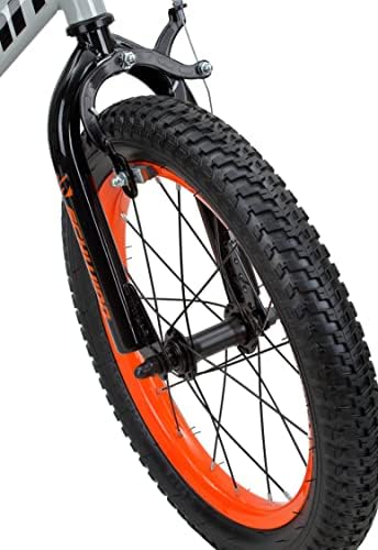 Schwinn Scorch BMX Style Kids Bike  For Boys and Girls Ages 3-7 Years  16-Inch Wheels  Training Wheels Included  Cross Bar Pad and Number Plate  Rider Height 38 to 48 Inches  Grey