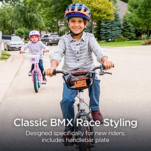 Schwinn Scorch BMX Style Kids Bike  For Boys and Girls Ages 3-7 Years  16-Inch Wheels  Training Wheels Included  Cross Bar Pad and Number Plate  Rider Height 38 to 48 Inches  Grey