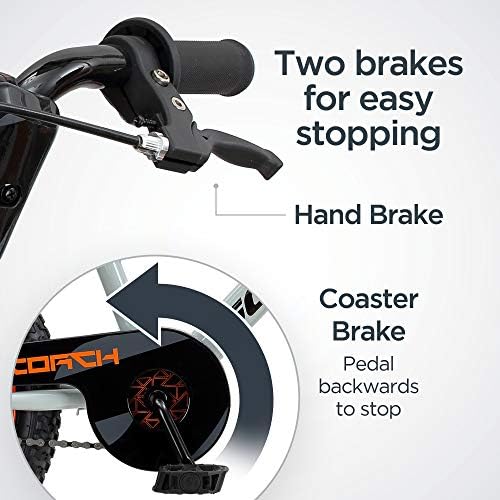 Schwinn Scorch BMX Style Kids Bike  For Boys and Girls Ages 3-7 Years  16-Inch Wheels  Training Wheels Included  Cross Bar Pad and Number Plate  Rider Height 38 to 48 Inches  Grey