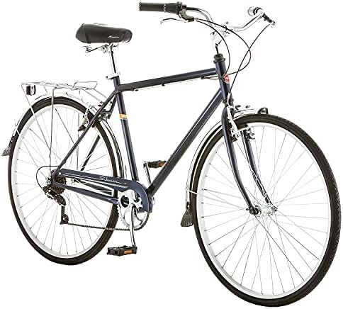 Schwinn Wayfarer Adult Hybrid Bike  Mens and Womens  Step-Over or Step-Through Frame Options  7-Speed Drivetrain  Rear Rack  700C Wheels