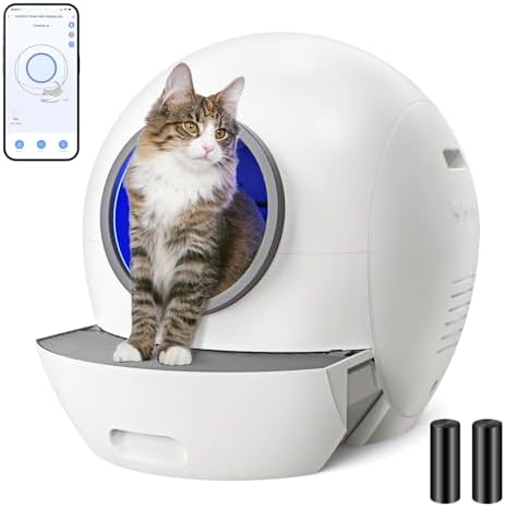 Self-Cleaning Litter Box  SMARTELF Automatic Cat Litter Box Extra Large Litter Box for Multiple Cats  Odor Removal Anti Pinch Kitty Litter Box