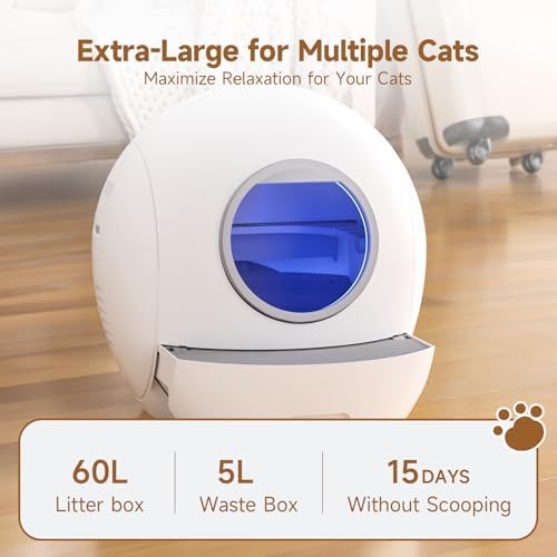 Self-Cleaning Litter Box SMARTELF Automatic Cat Litter Box Extra Large Litter Box for Multiple Cats Odor Removal Anti Pinch Kitty Litter Box