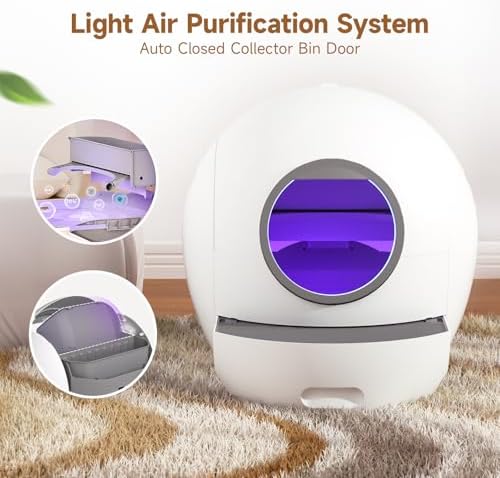 Self-Cleaning Litter Box SMARTELF Automatic Cat Litter Box Extra Large Litter Box for Multiple Cats Odor Removal Anti Pinch Kitty Litter Box