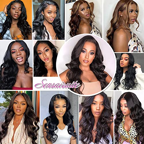 SENSAIRUITE Body Wave Lace Front Wigs Human Hair Wide Lace 180 Density Human Hair Wigs 13x4 Human Hair Lace Front Wigs Pre Plucked With Baby Hair 20 Inches Natural Color