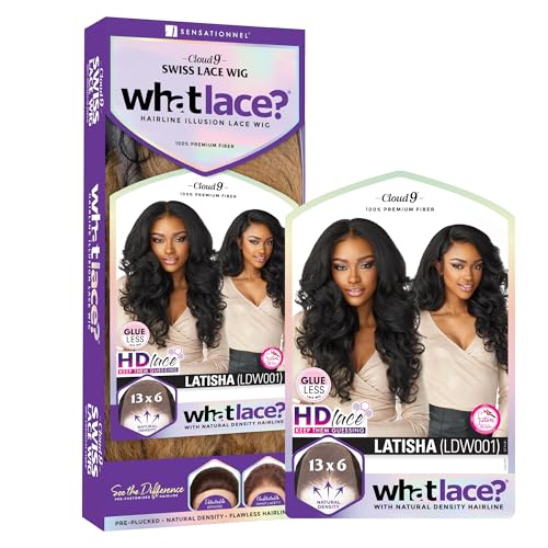 Sensationnel What lace 13x6 wigs - latisha synthetic wig cloud 9 with preplucked hairline hd lace - Whatlace Latisha (1B OFFBLACK)