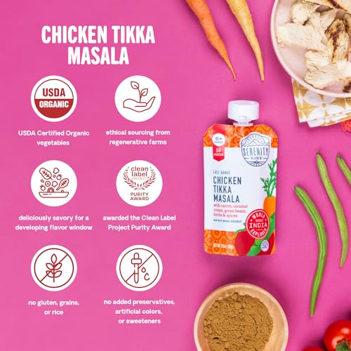 Serenity Kids 7+ Months World Explorers Baby Food Pouches Puree Made With Ethically Sourced Meats & Organic Veggies | 3.5 Ounce BPA-Free Pouch | World Explorers Variety Pack | 18 Count