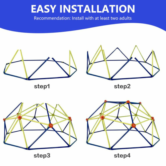 SESSLIFE 6ft Outdoor Kids Climbing Dome, Jungle Gym for Ages 3-5, 500lb Capacity, Weather-Resistant, Multi-Colored