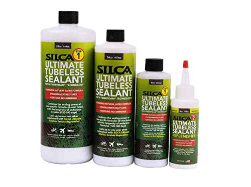 SILCA Ultimate Tubeless Tire Sealant W/FIBERFOAM | Long Lasting  Fast Sealing Bike Tire Sealant | Tubeless Sealant - MTB  Road  Gravel Bicycle Tires | Tire Sealant Bicycle (32oz Sealant with Carbon)
