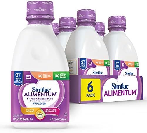 Similac Alimentum With 2'-FL HMO Hypoallergenic Infant Formula  for Food Allergies and Colic Due to Protein Sensitivity  Ready-to-Feed Baby Formula  32-fl-oz Bottle  Pack of 6