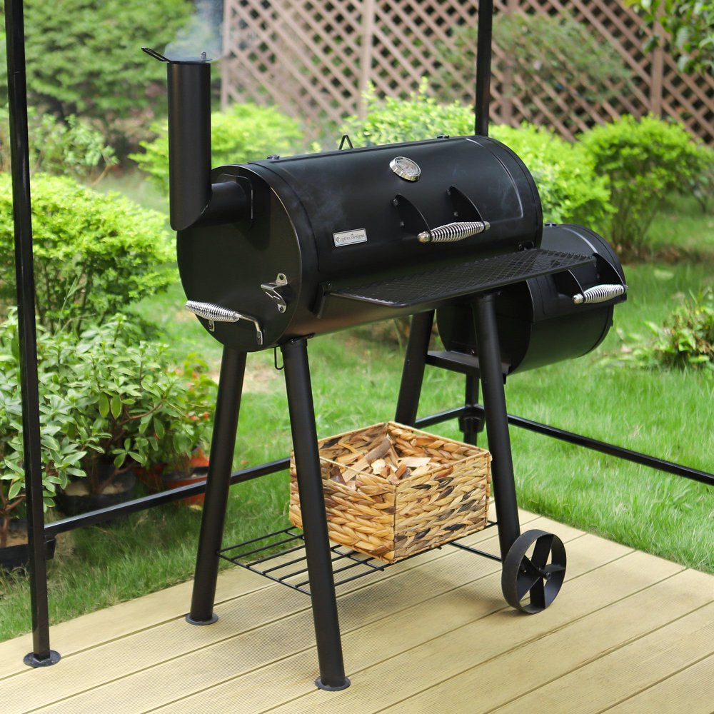 Sophia & William Portable Charcoal BBQ Grill with Offset Smoker, 512 sq. in. Cooking Space, Porcelain Grates, Built-in Thermometer