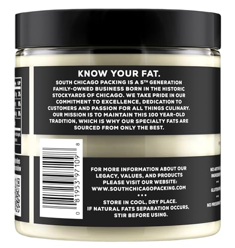 South Chicago Packing Wagyu Beef Tallow  11.5 Oz Glass Jar  Perfect for Searing  Sauteing  Cooking  Pan Frying  Keto Friendly  Paleo Friendly  Pantry Staple