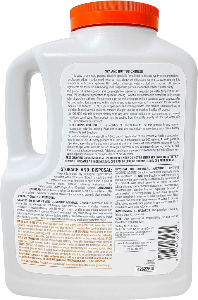 SpaGuard Enhanced Spa Shock 6lbs – Multi-Purpose Spa Treatment for Sparkling Water & Odor Removal