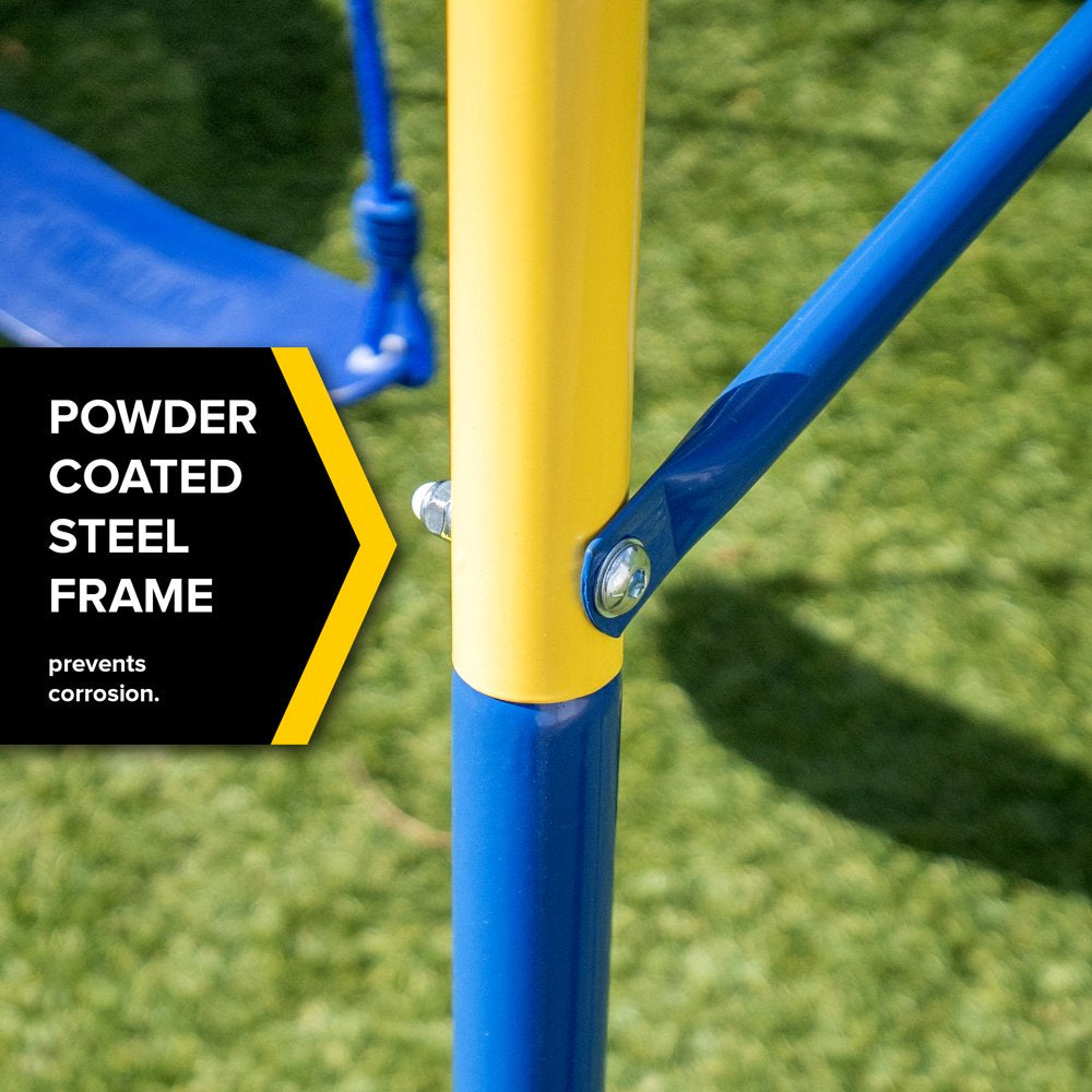 Sportspower Metal Swing & Saucer Set, Heavy Duty A-Frame, 300 Lb Capacity, Includes Belt & 2-Person Saucer Swing