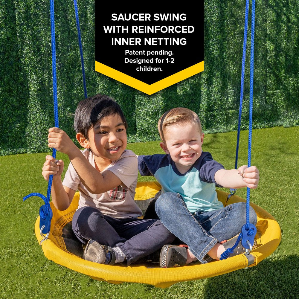 Sportspower Metal Swing & Saucer Set, Heavy Duty A-Frame, 300 Lb Capacity, Includes Belt & 2-Person Saucer Swing