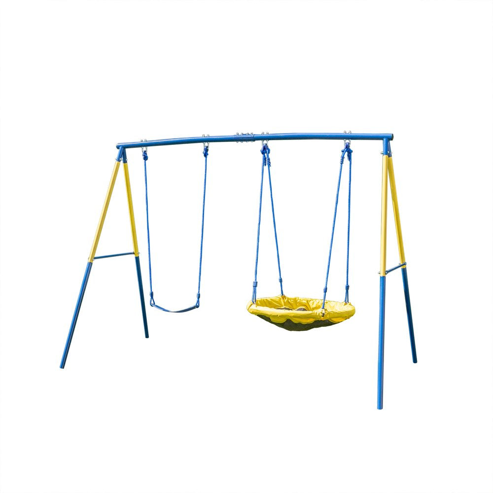 Sportspower Swing and Saucer Swing Metal Set with Heavy Duty A-Frame, Holds up to 300 Lb.
