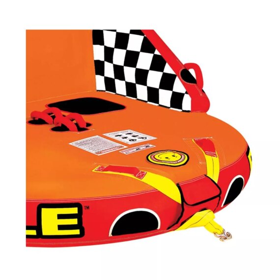 SportsStuff Inflatable Big Mable Sitting Double Rider Towable Boat and Lake Tube with Multiple Grab Handles, Knuckle Guards, and Speed Safety Valve