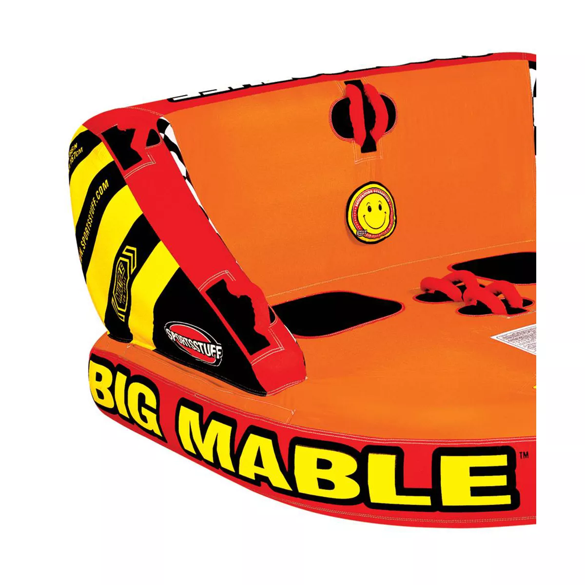 SportsStuff Inflatable Big Mable Sitting Double Rider Towable Boat and Lake Tube with Multiple Grab Handles, Knuckle Guards, and Speed Safety Valve