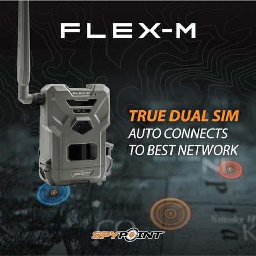 SPYPOINT Flex-M Twin Pack Cellular Trail Cameras - Best Value in Hunting Accessories  No WiFi Needed  GPS  Night Vision  Dual-Sim LTE  IP65 Water-Resistant  28MP Photos  720p Videos + Sound (2)
